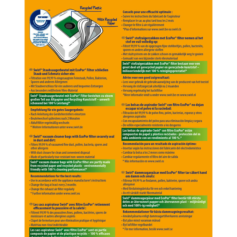 SWIRL® STOFZUIGERZAK S67® (10 zakken + 2 deo)